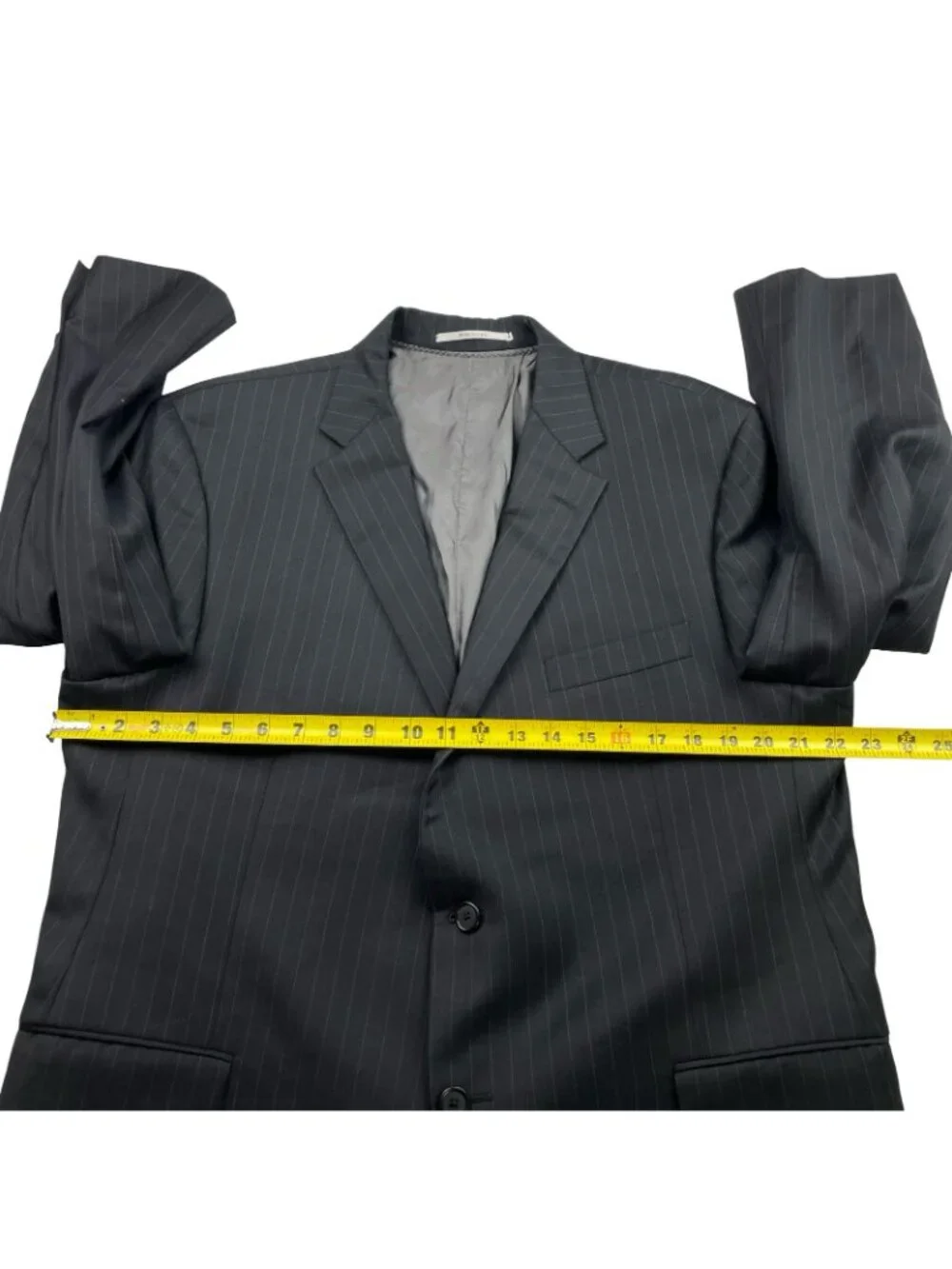 Hickey Freeman Men's Milburn 100% Wool 2-Button Blazer Black Stripe • USA • 46R